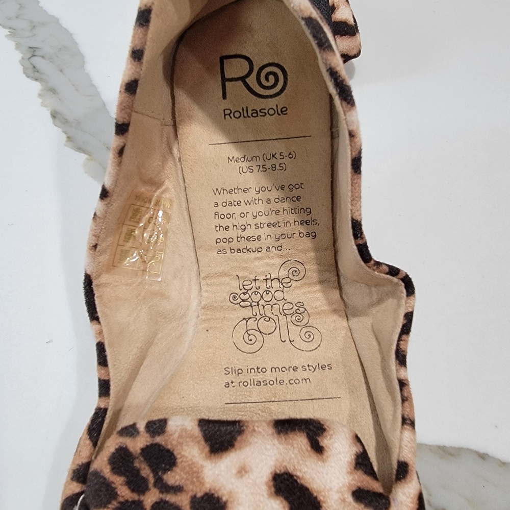 Rollasole Into The Wild Leopard Print Packable Travel Pointed Loafer Flats View 3